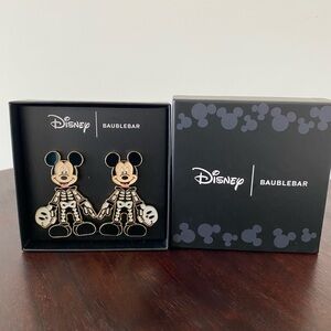 Disney Baublebar Mickey Mouse Skeleton Glow In Dark Halloween Costume Earrings
